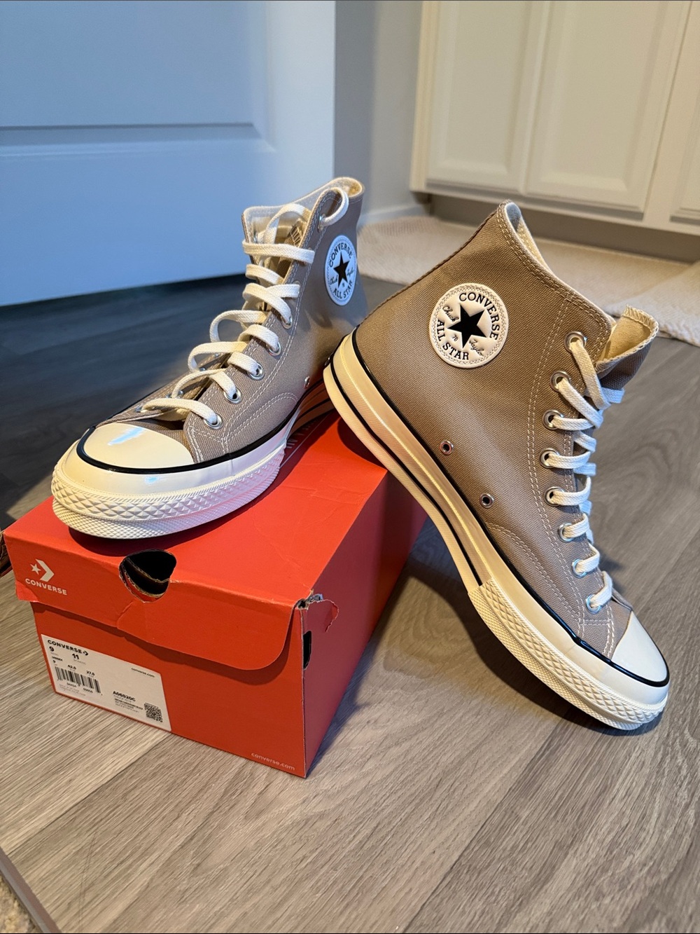 Converse High Top Sneakers - Taupe & White